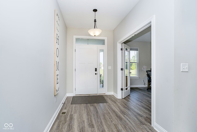 foyer with hardwood / wood-style flooring