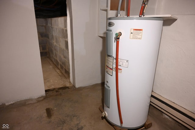 utility room featuring electric water heater