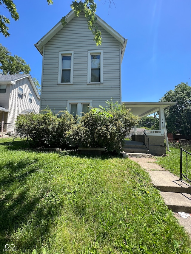 exterior space with a yard