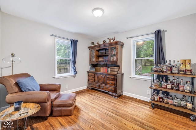 living area featuring light hardwood / wood-style flooring