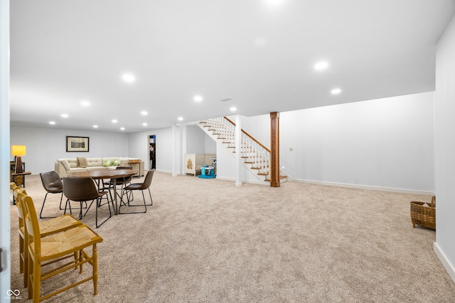 playroom with light colored carpet