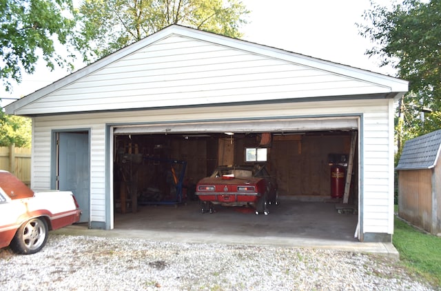 view of garage