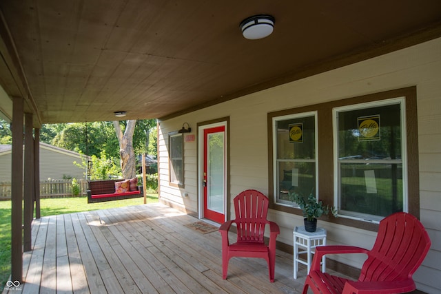 deck with covered porch