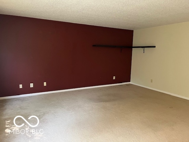 unfurnished room featuring carpet floors and a textured ceiling