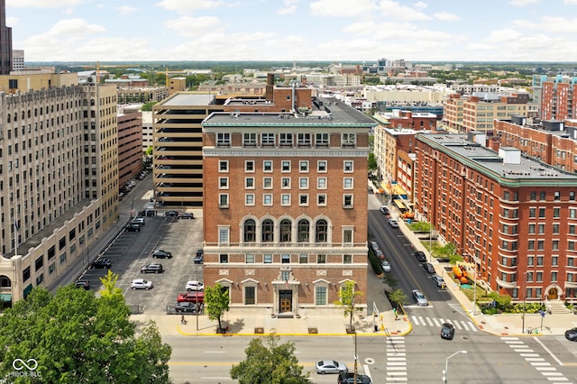 birds eye view of property with a city view