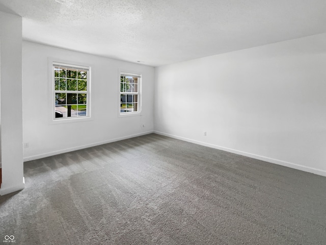 spare room with a textured ceiling and carpet