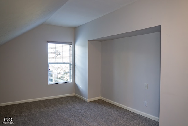 additional living space with carpet floors and vaulted ceiling