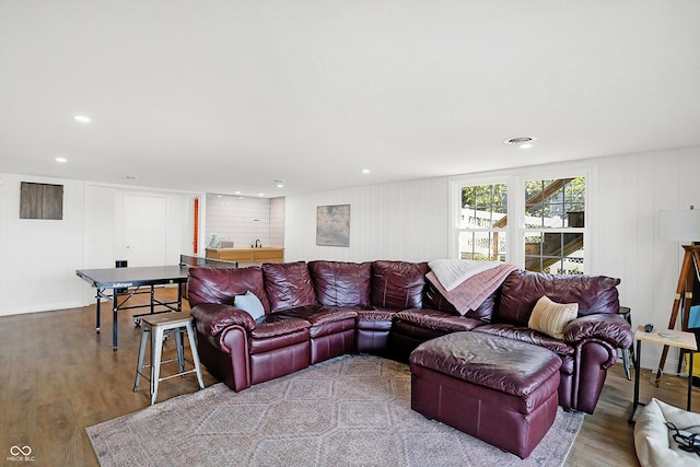 living room with light wood-type flooring