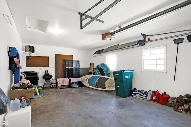 garage with a garage door opener