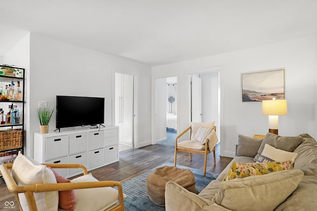 living room with hardwood / wood-style floors