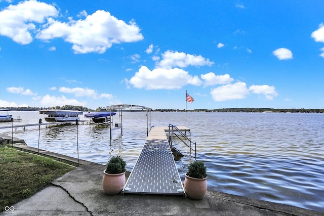 view of dock featuring a water view