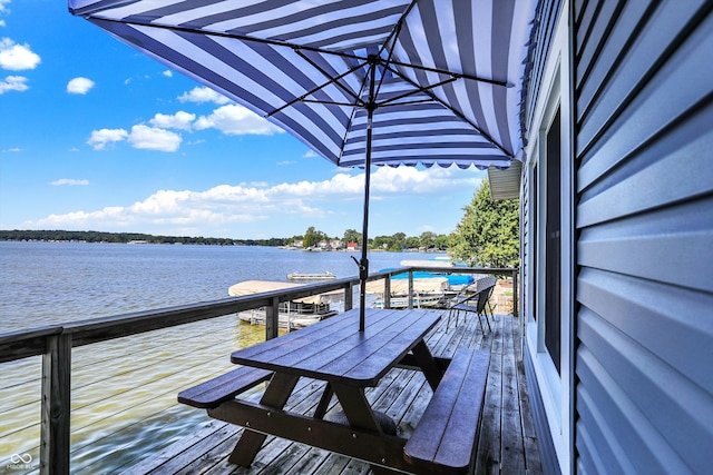 exterior space featuring a water view