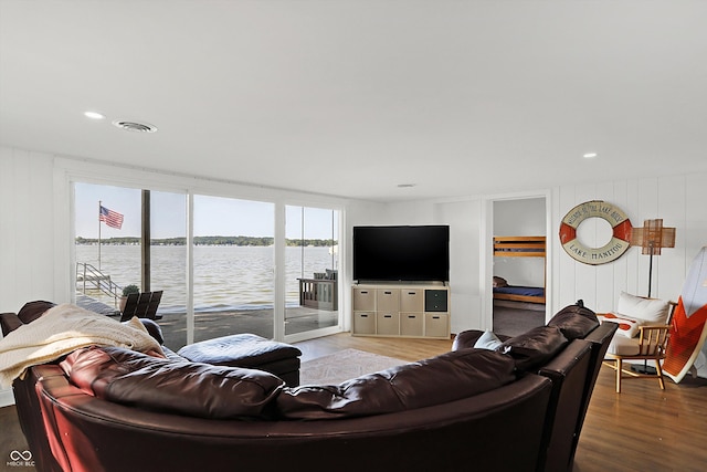 living room with wood-type flooring