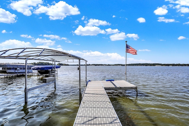 dock area featuring a water view