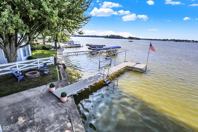 dock area featuring a water view