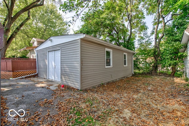 exterior space with an outbuilding