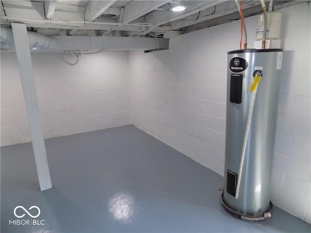 basement with electric water heater