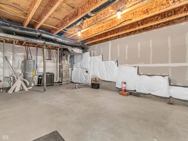 basement with electric water heater