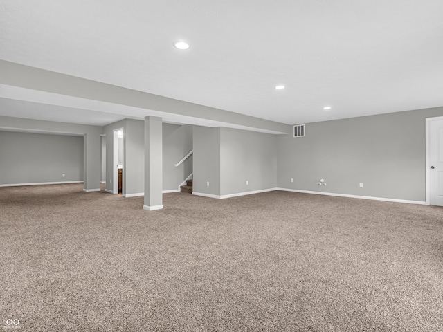 basement with carpet