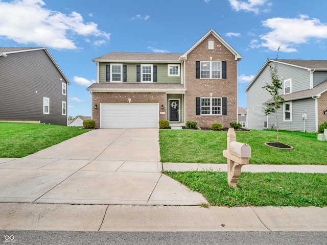 front of property featuring a garage and a front lawn