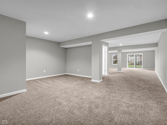 basement with carpet