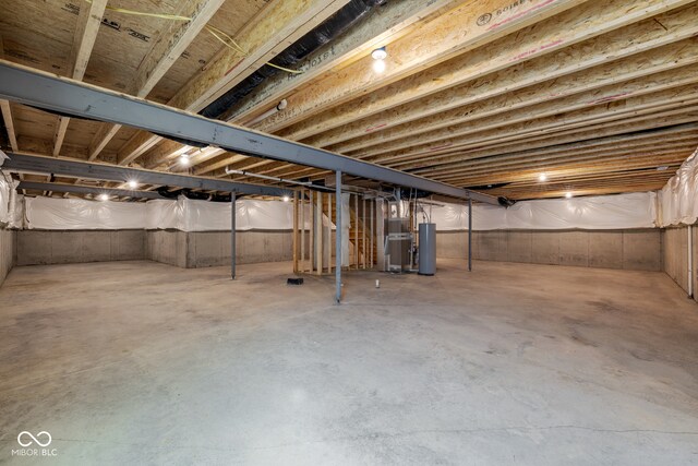 basement featuring gas water heater