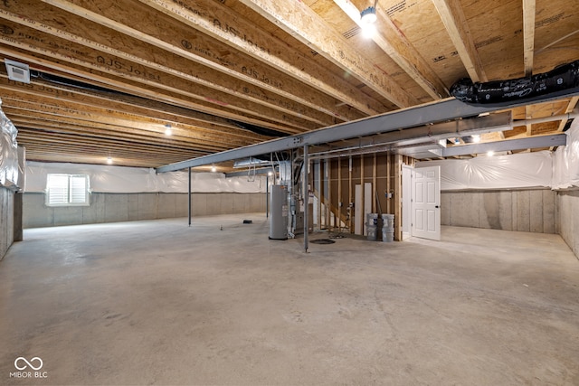 basement with water heater