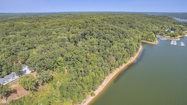 7587 Shady Side Dr, Bloomington, IN 47401 - birds eye view of property featuring a water view and a view of trees