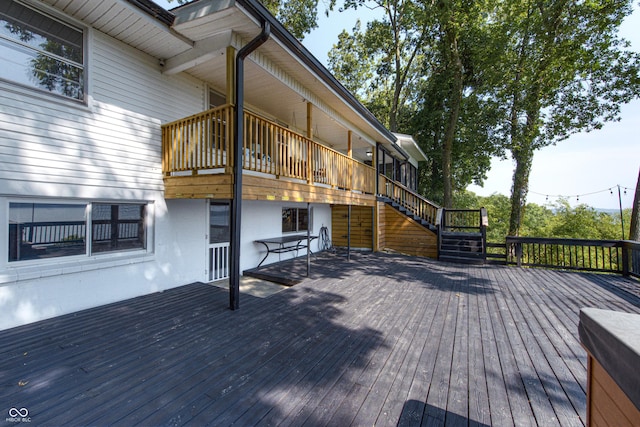 7587 Shady Side Dr, Bloomington, IN 47401 - wooden terrace featuring stairs