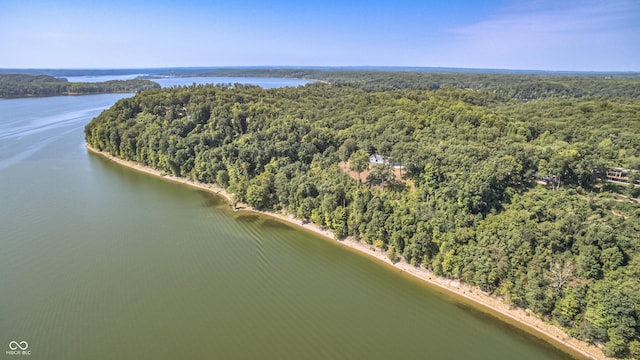 7587 Shady Side Dr, Bloomington, IN 47401 - aerial view with a water view and a wooded view