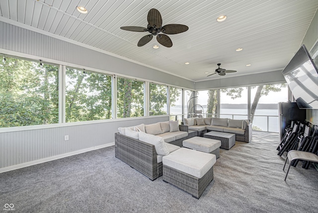 7587 Shady Side Dr, Bloomington, IN 47401 - sunroom / solarium featuring outdoor lounge area and ceiling fan
