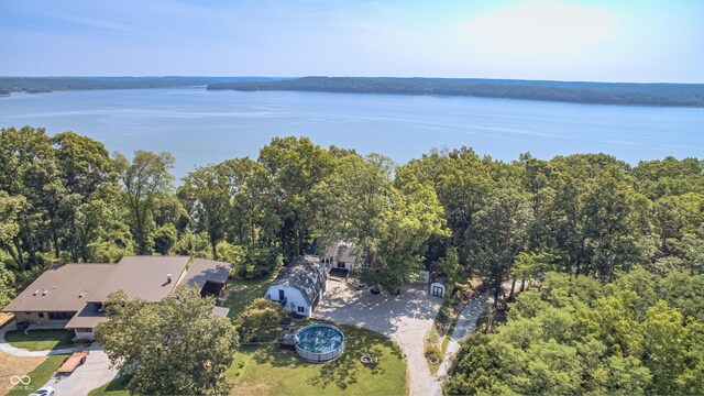 7587 Shady Side Dr, Bloomington, IN 47401 - bird's eye view with a water view and a view of trees