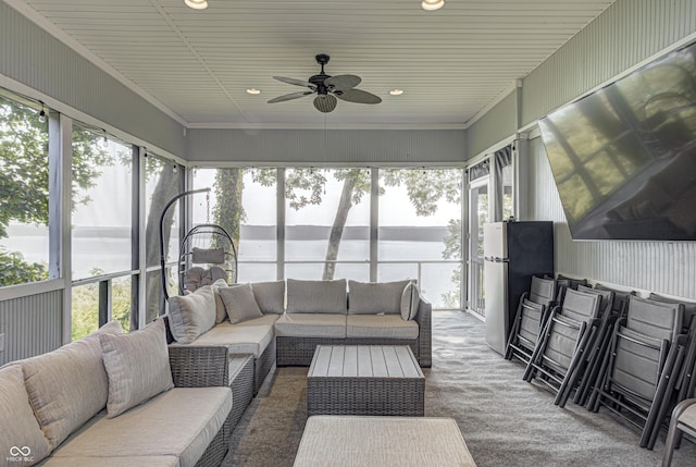 7587 Shady Side Dr, Bloomington, IN 47401 - sunroom featuring a wealth of natural light, an outdoor hangout area, and ceiling fan