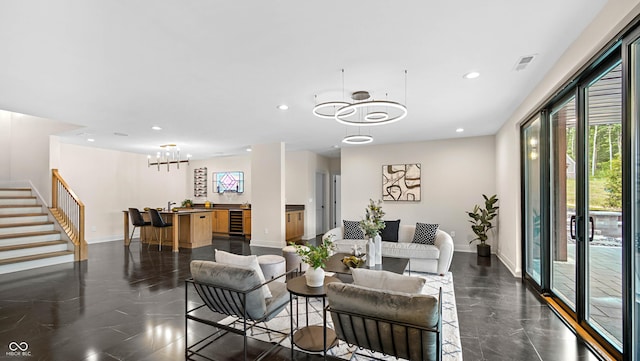 common area featuring stairway and visible vents