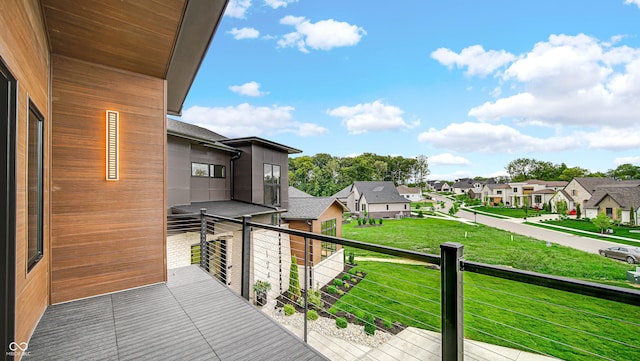 deck with a residential view