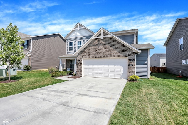 view of front of property featuring a front lawn