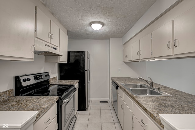 kitchen with white cabinets, appliances with stainless steel finishes, and sink