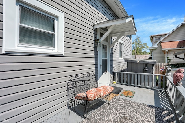 exterior space featuring a wooden deck