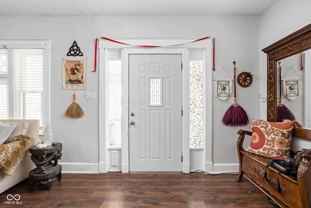 foyer with dark hardwood / wood-style flooring