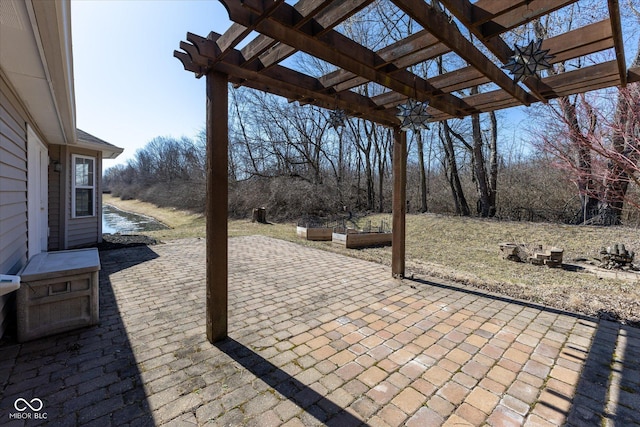 view of patio / terrace featuring a pergola