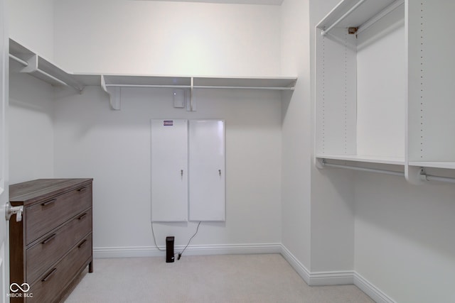 spacious closet with light colored carpet