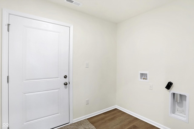 134 Maxim Ct, Cumberland, IN 46229 - laundry area with washer hookup, dark wood-style flooring, and baseboards