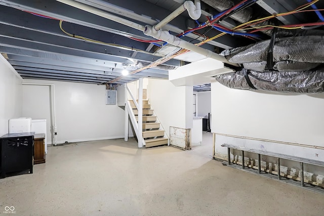 basement with electric panel