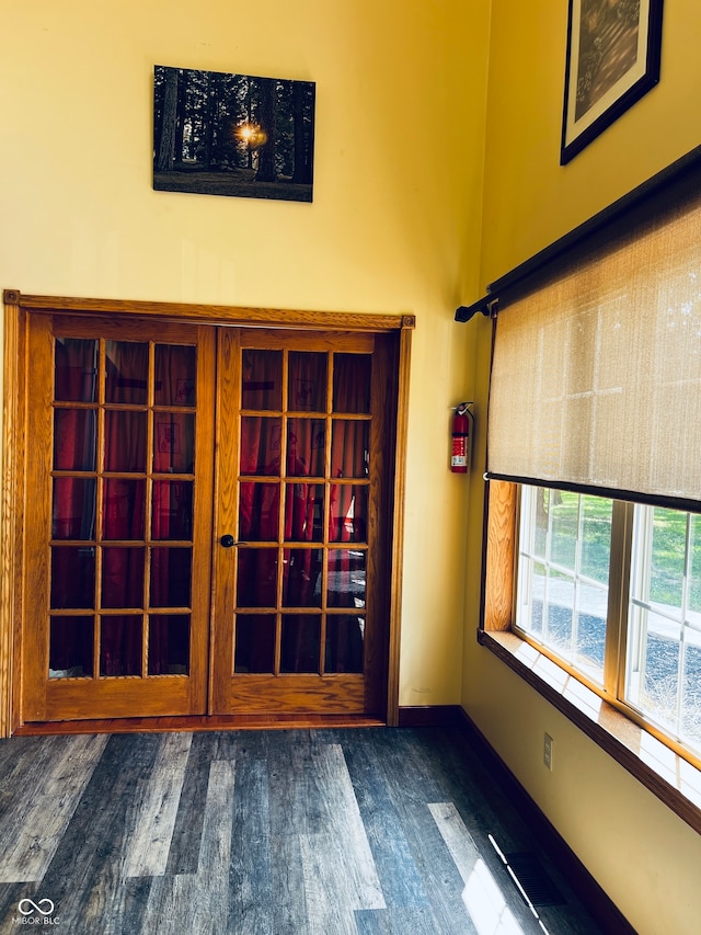 interior space with dark hardwood / wood-style floors