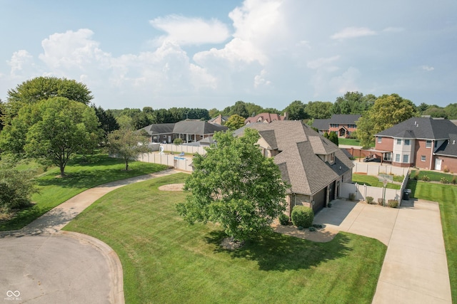 bird's eye view with a residential view