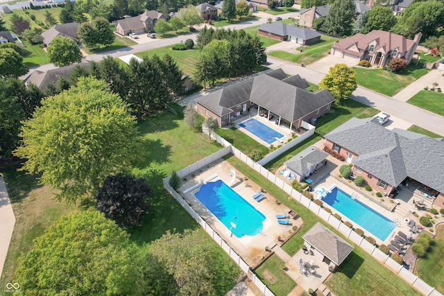 aerial view with a residential view