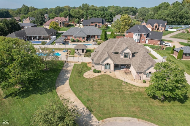 bird's eye view with a residential view