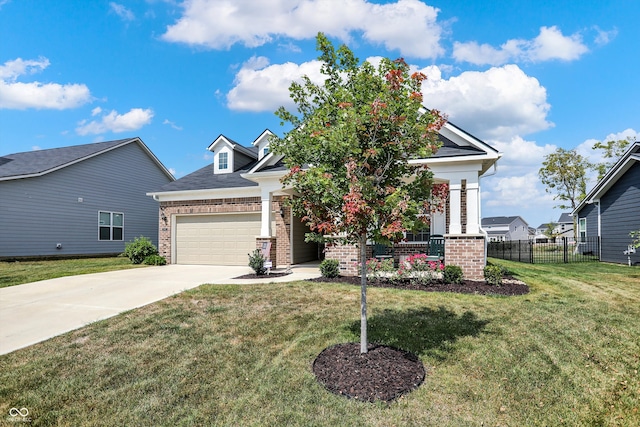 view of front facade featuring a garage and a front lawn