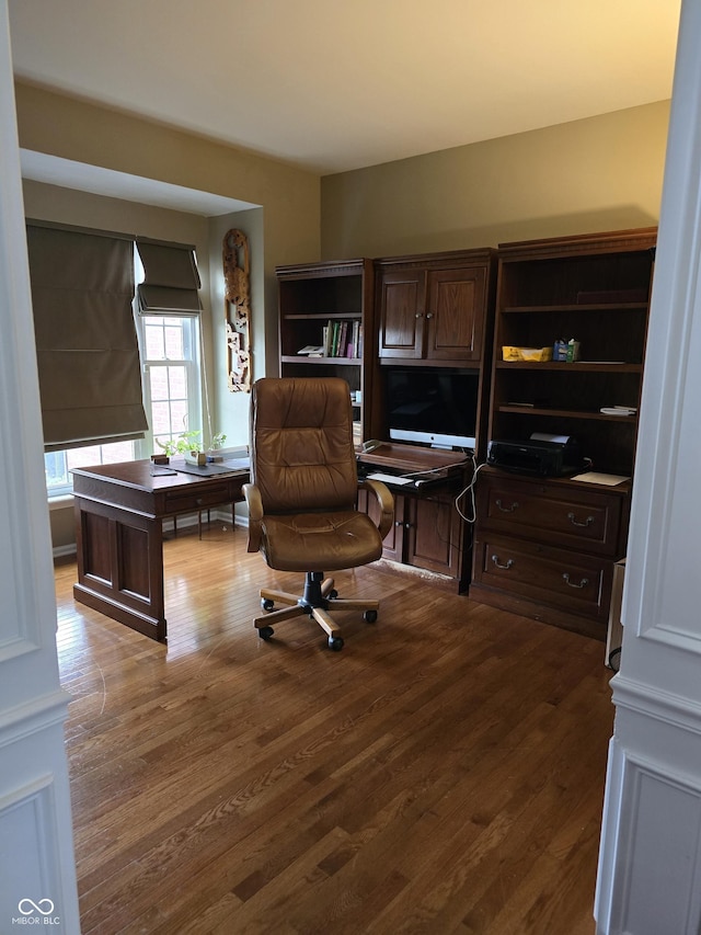 office with wood finished floors