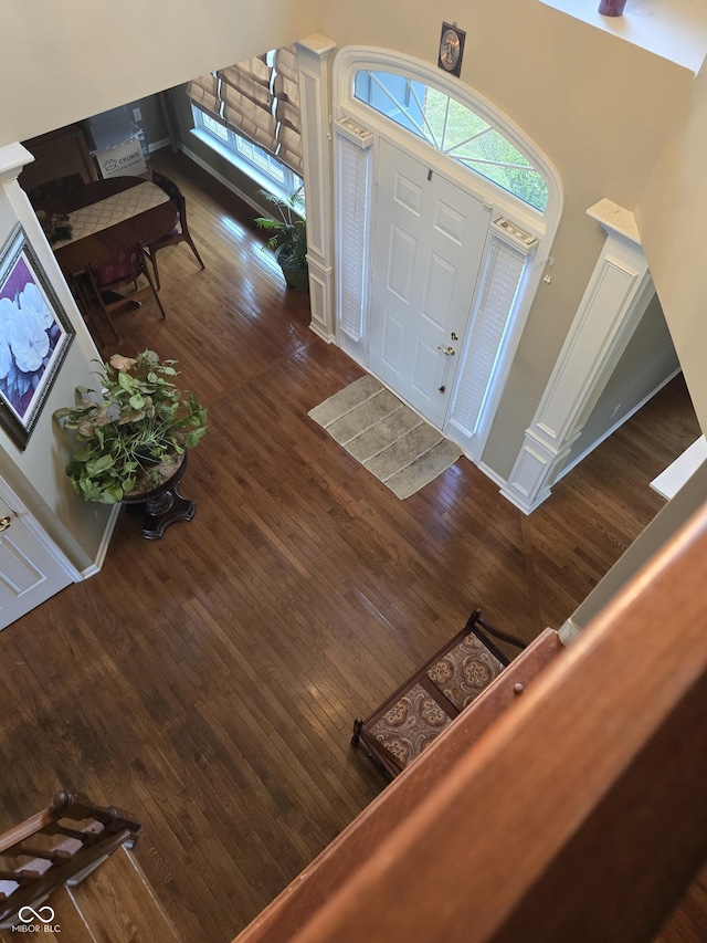 entryway featuring a high ceiling and wood finished floors